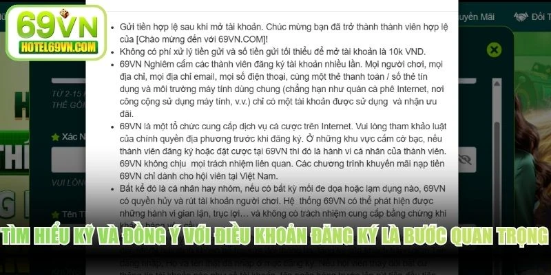 Tìm hiểu kỹ và đồng ý với điều khoản đăng ký là bước quan trọng