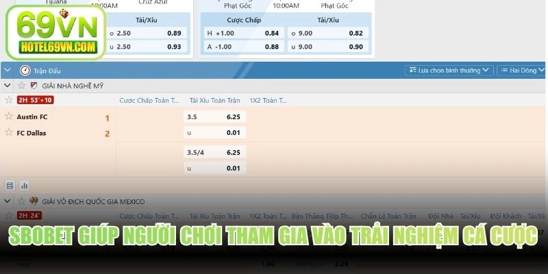 SBOBET giúp người chơi tham gia vào trải nghiệm cá cược trực tiếp